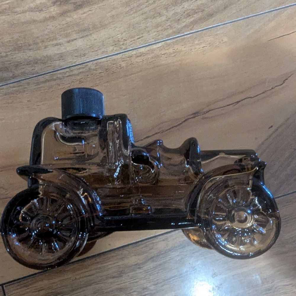 Vintage Car-Shaped Glass Bottle - Brown
